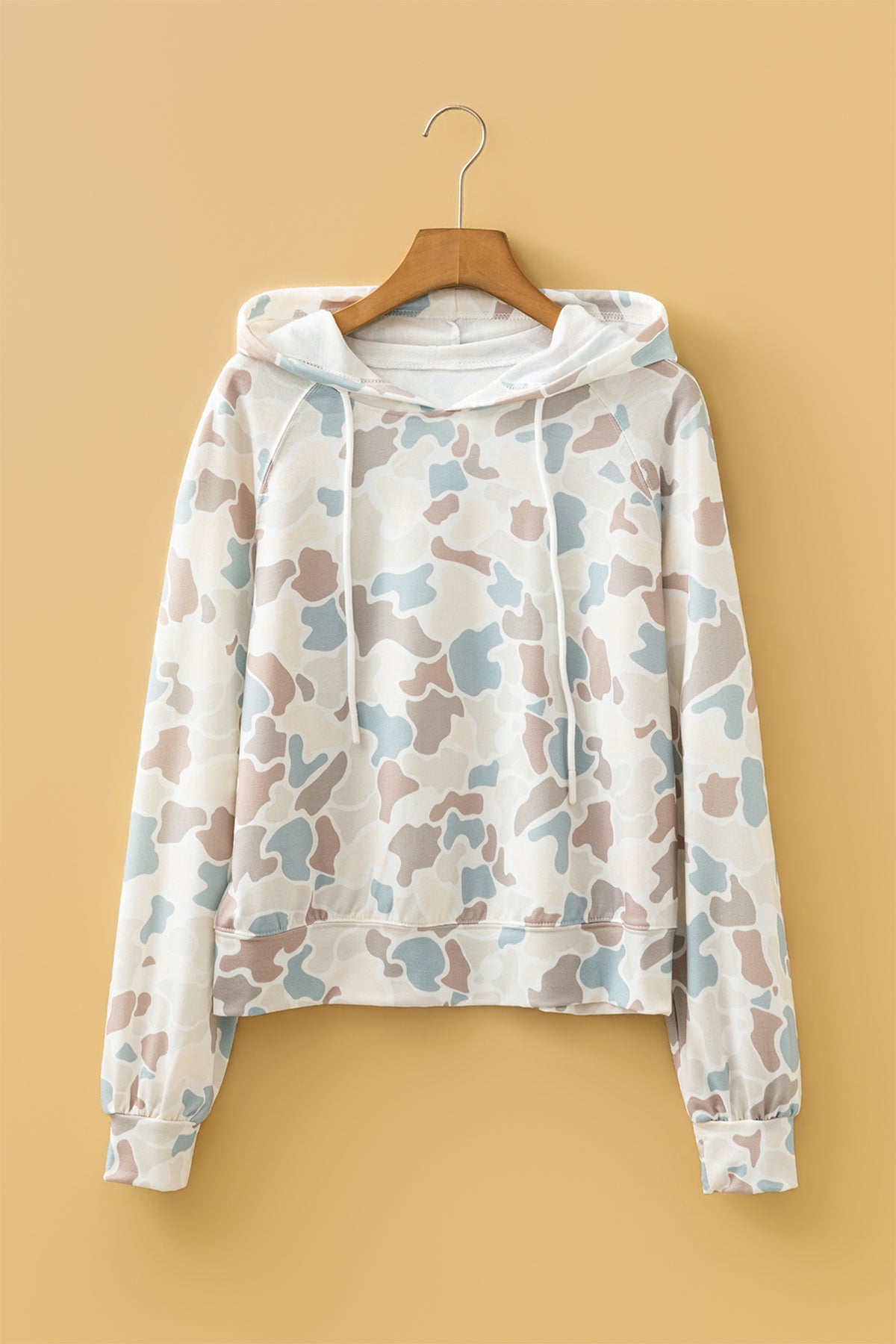 Beige Camo Print Hoodie