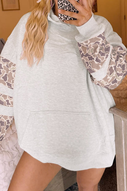 Light Grey Patchwork Camo Hoodie