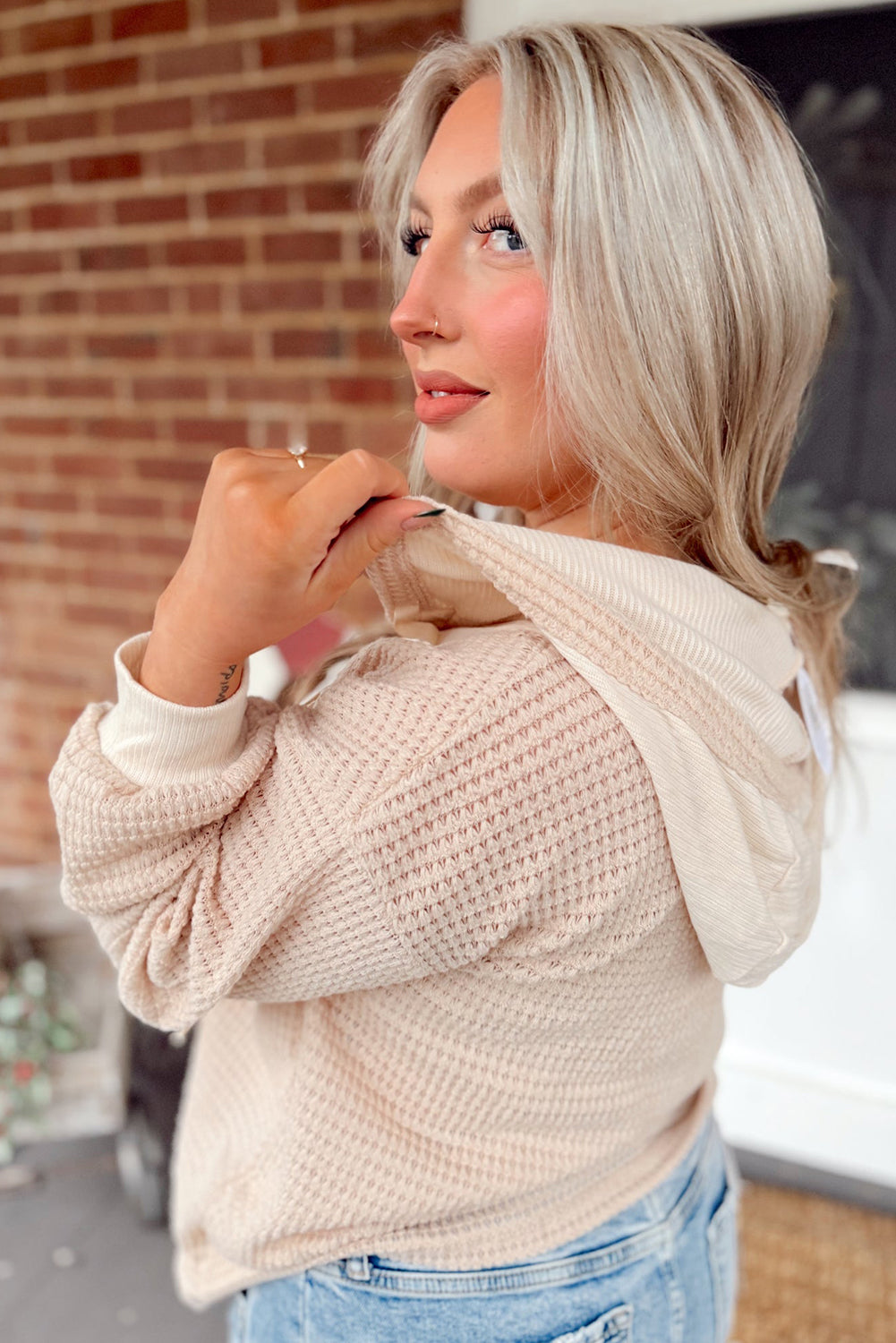 Drop Shoulder Hooded Long Sleeve Top — More Colors
