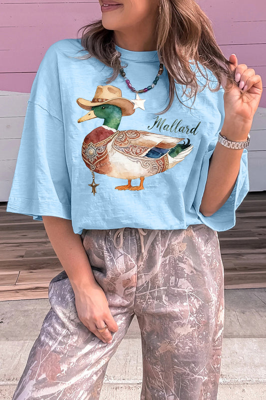 Mist Blue Western Mallard Oversized Tee