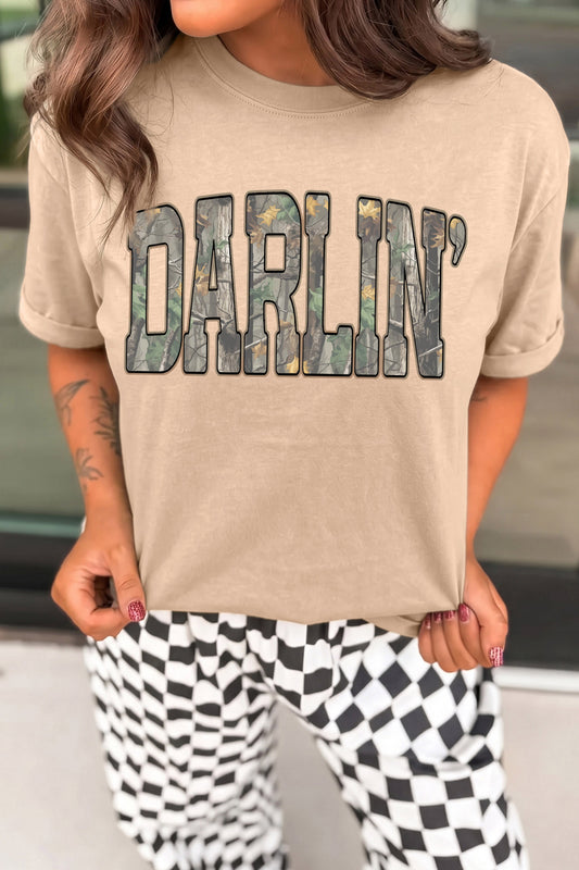 DARLIN Camo Letter Print Tee