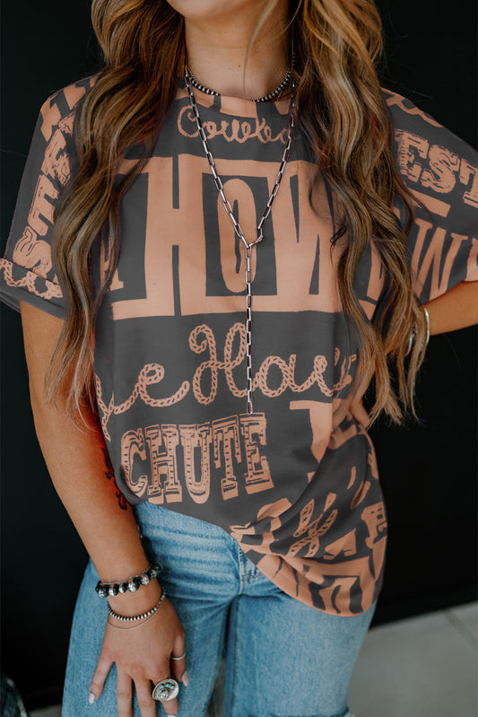 Dark Grey Western Letter Tee