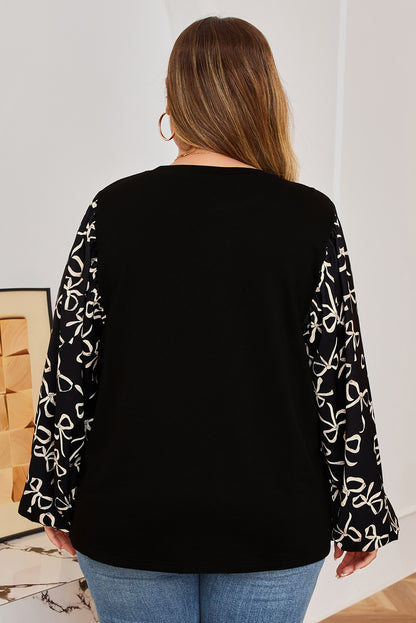 Plus Size Black Bow Blouse