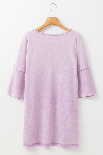 Mineral Wash Drop Sleeve Patchwork Plus Tee — More Colors