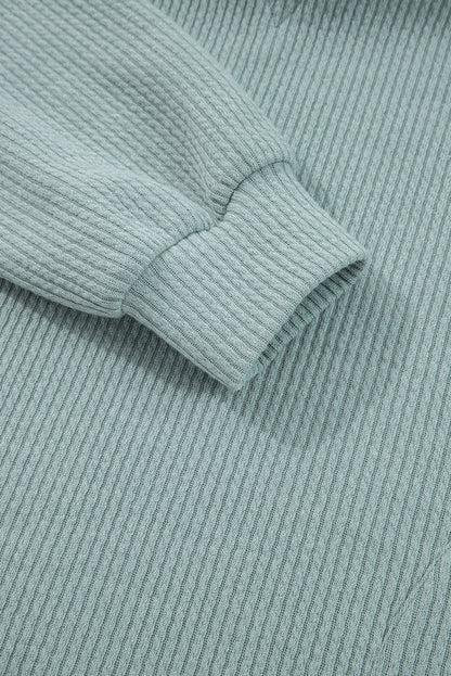 Clearly Aqua Ribbed Drop Shoulder Knit Hoodie