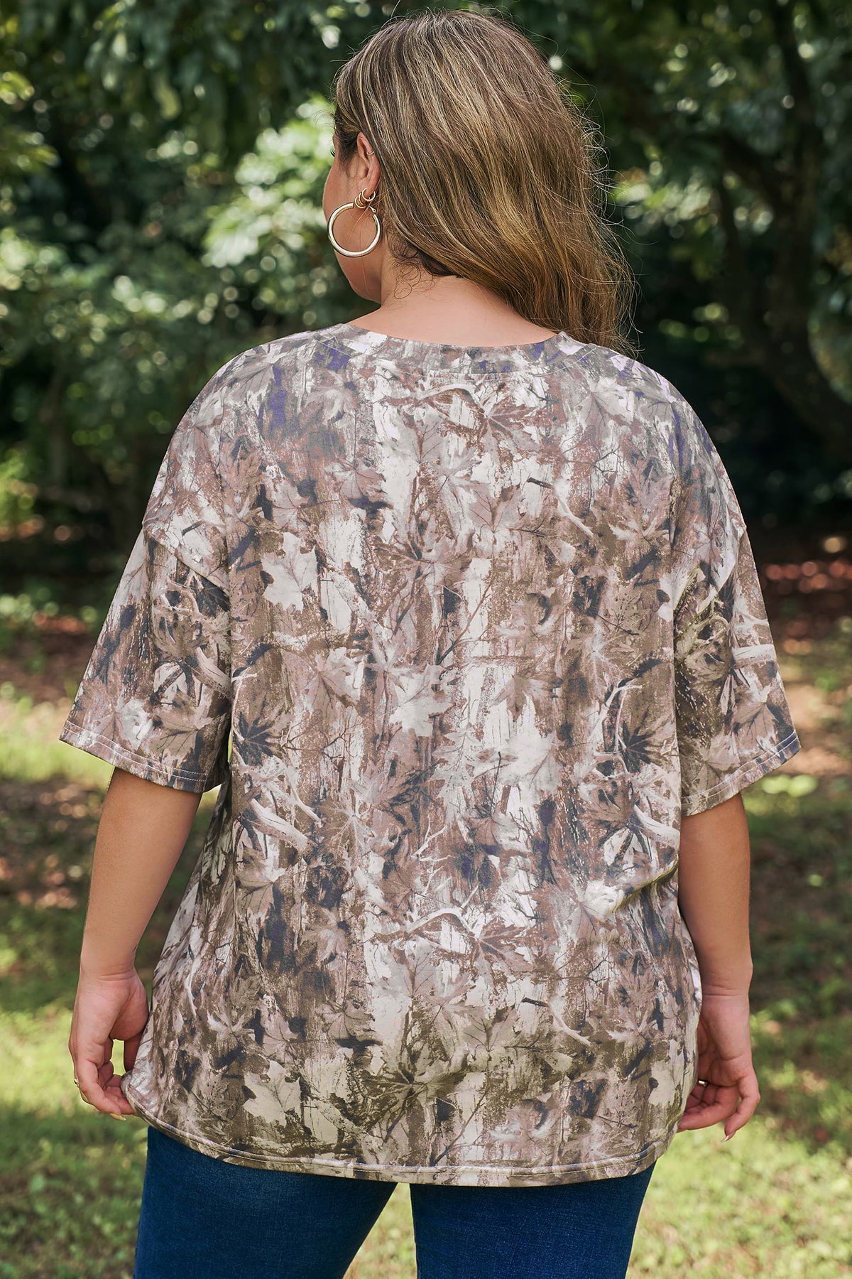 Plus Size Woodland Camo Print Tee