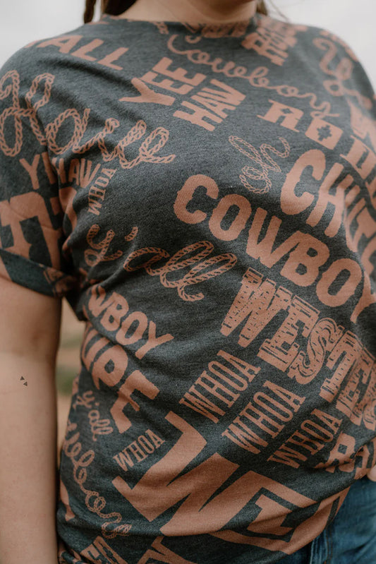 Dark Grey Western Letter Tee