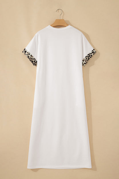 Leopard Bow Short Sleeve T Shirt Dress— More Colors