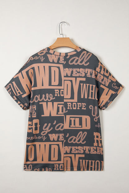 Dark Grey Western Letter Tee