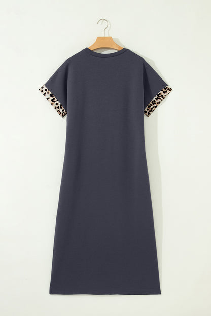 Leopard Bow Short Sleeve T Shirt Dress— More Colors