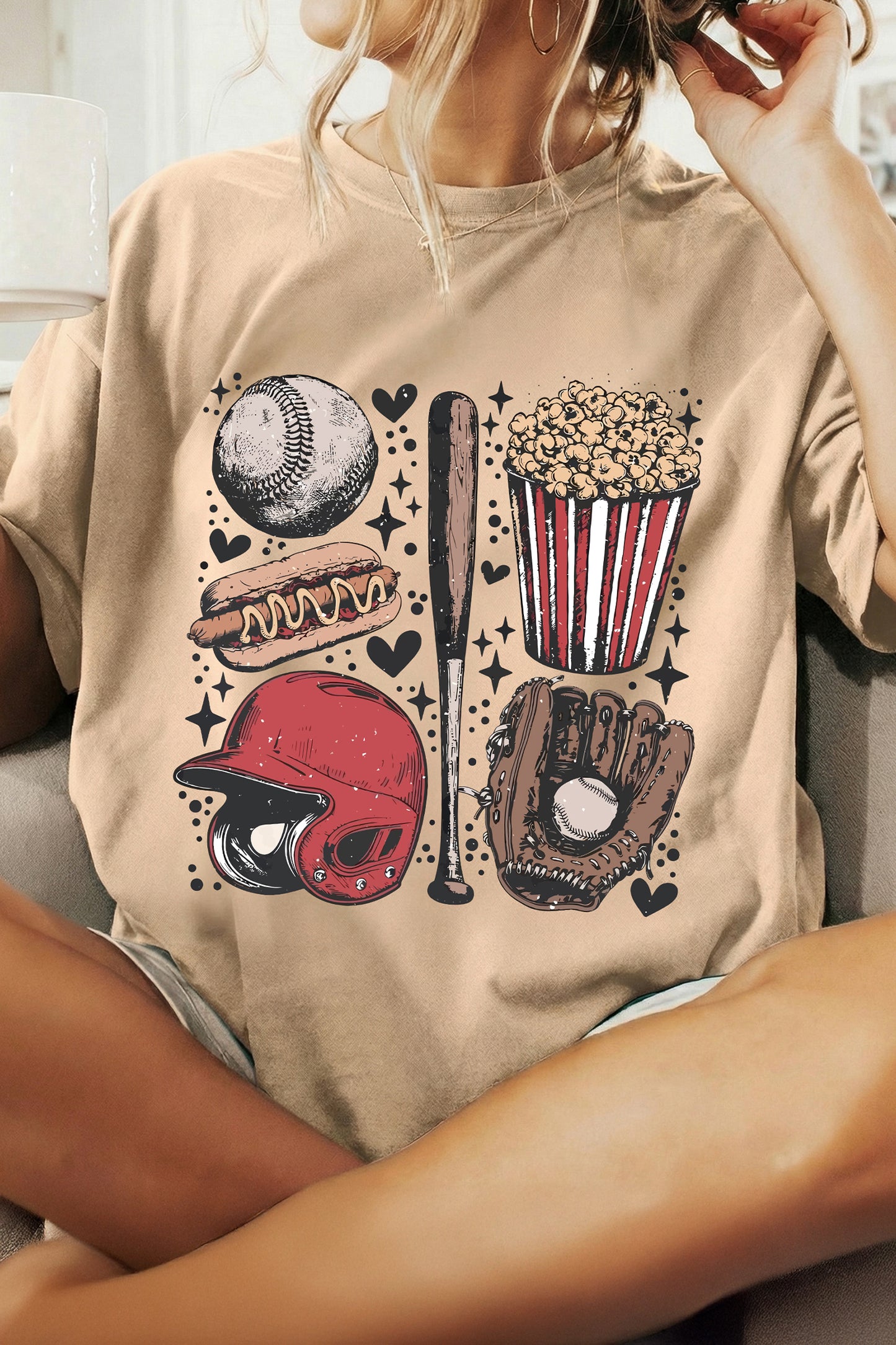 Khaki Retro Baseball Game Day Tee
