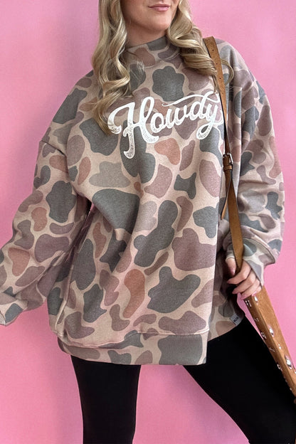 Camo Print Howdy Pullover