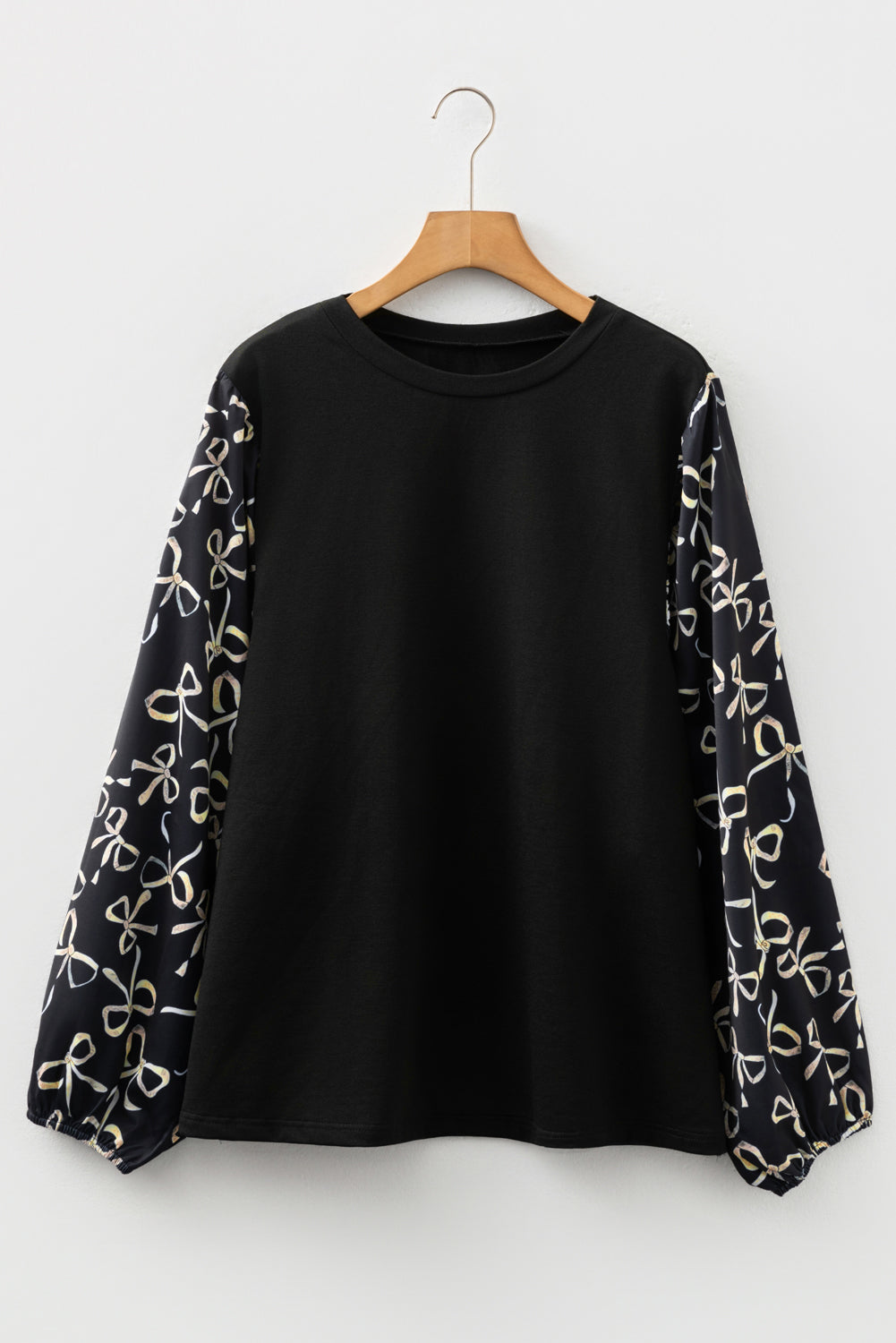 Plus Size Black Bow Blouse