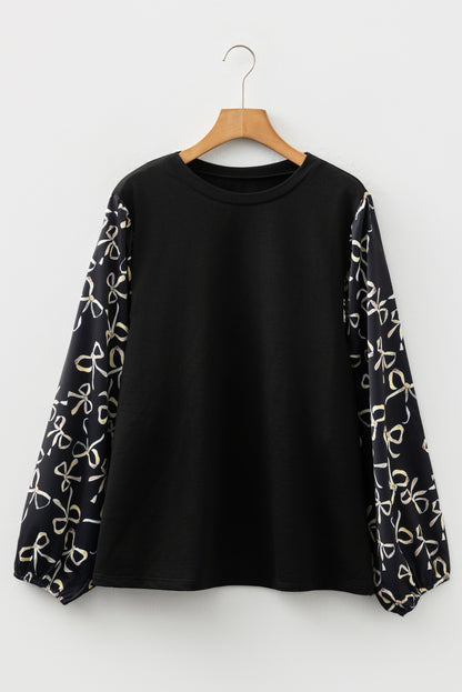 Plus Size Black Bow Blouse