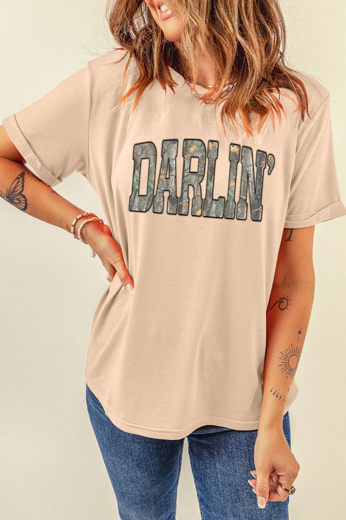 DARLIN Camo Letter Print Tee