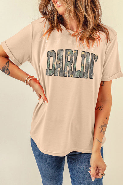 DARLIN Camo Letter Print Tee