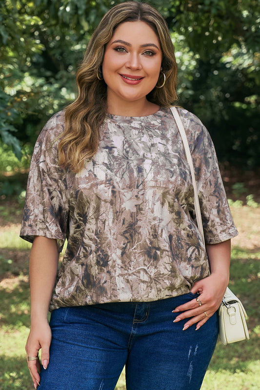 Plus Size Woodland Camo Print Tee