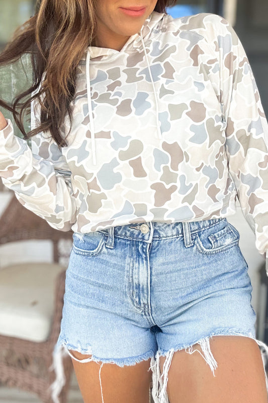 Beige Camo Print Hoodie