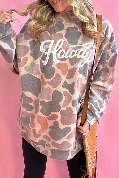 Camo Print Howdy Pullover