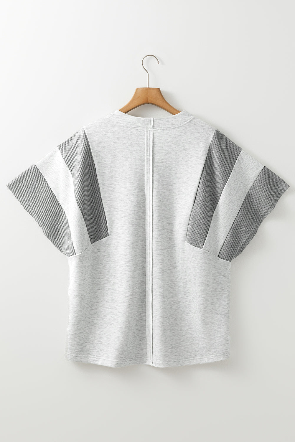 Light Grey Waffle Knit Buttoned V Neck Top