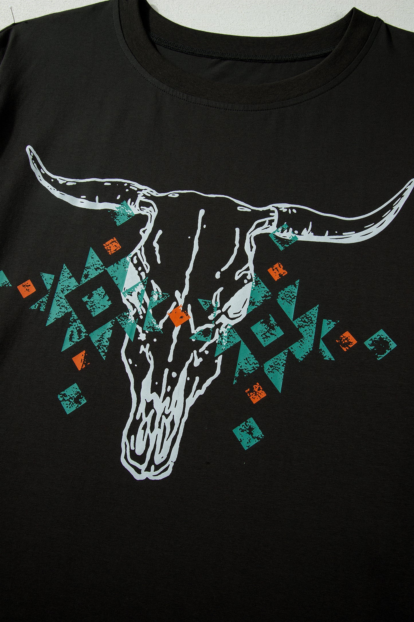 Plus Size Western Aztec Bull Skull Tee