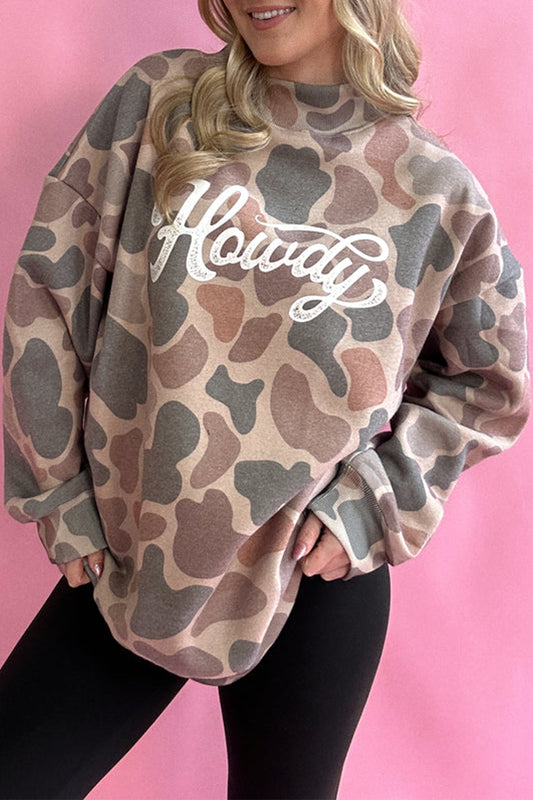 Camo Print Howdy Pullover